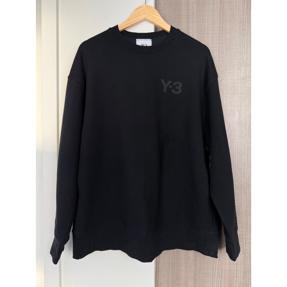 Y3 Adidas Yohji Yamamoto Black Brushed Terry Crewneck Sweatshirt Size Large - Picture 4 of 13